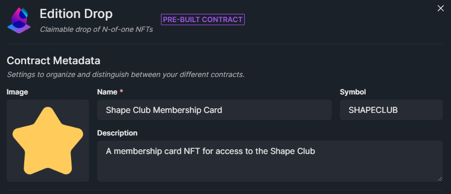 Configure Edition Drop Contract Metadata
