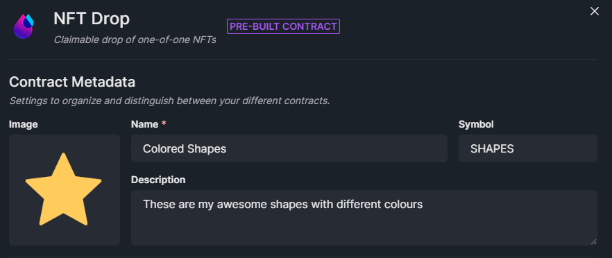 Configure NFT Drop Contract Metadata